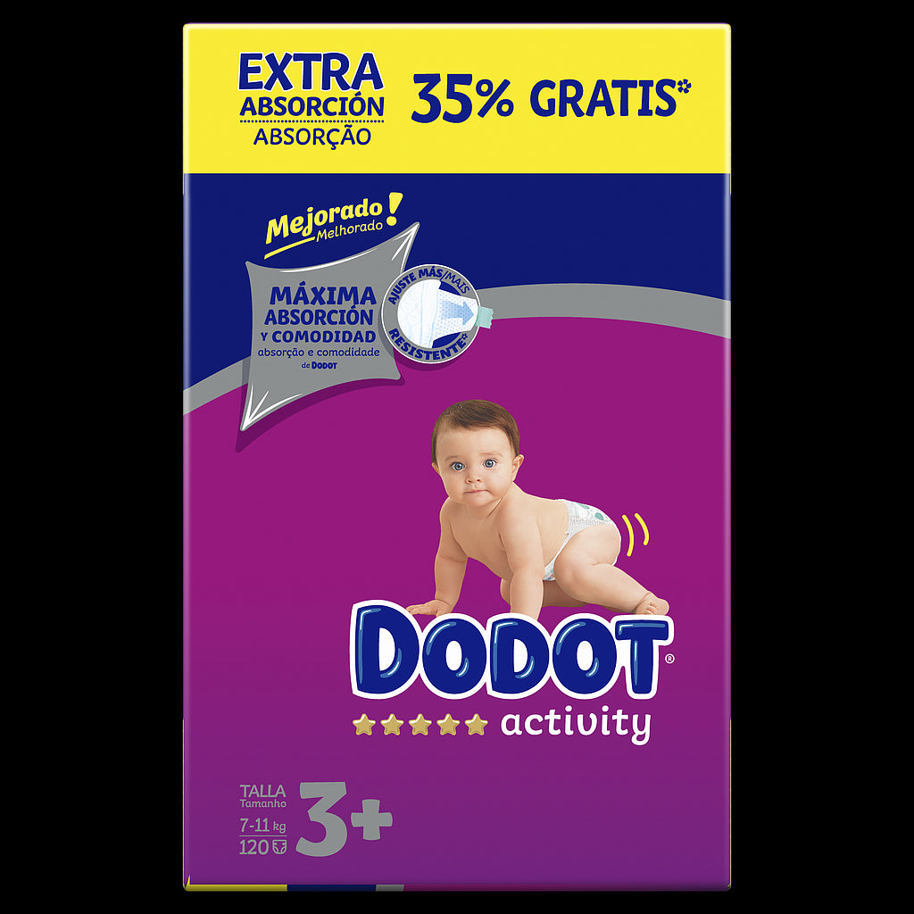 Compra Dodot Activity Pañales Talla 3+ (7-11 Kg), 120 Unidades al mejor  precio.
