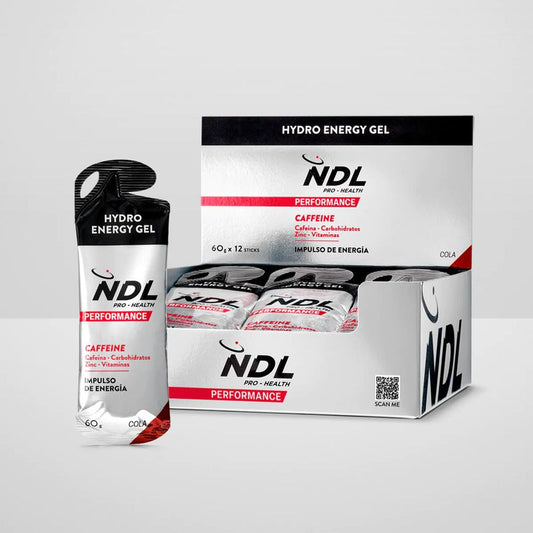 NDL Pro-Health Gel Energético Con Cafeína Sabor Cola, Pack 12x60 gr