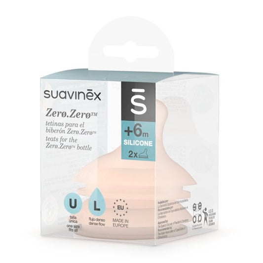 Suavinex Tetina Anticólico Flujo L Silicona, 2 unidades