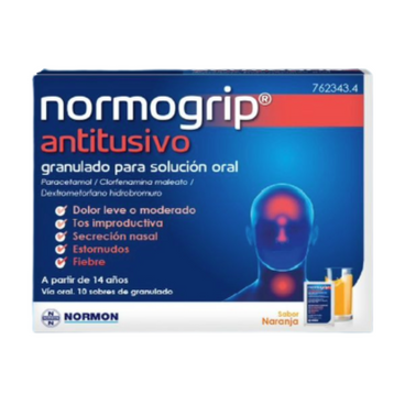 Normogrip Antitusivo , 10 sobres granulado para solución oral