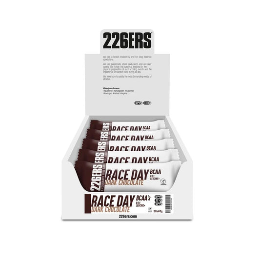 226Ers Race Day Bar - Bcaa   Barrita Energética Vegana Chocolate Negro, 30x40 gr