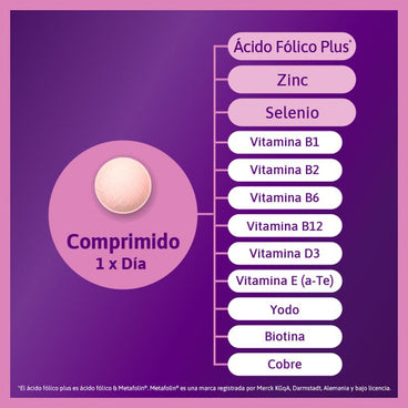 Femibion 0 Planificación Del Embarazo, Ácido Fólico Plus², 28 comprimidos