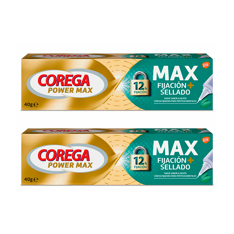 Corega Duplo crema fijadora para la prótesis sabor menta, 2 x 40 gr