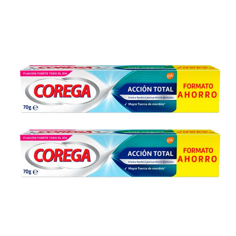 Corega Duplo Accion Total Crema Fijadora, 2 x 70 gr