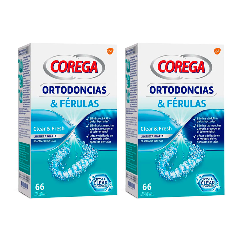 Corega Duplo Ortodoncias y Ferulas, 2 x 66 Tabletas