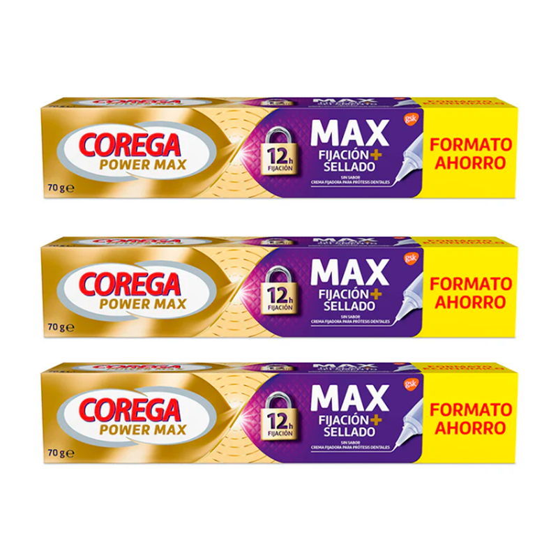 Corega Triplo Maximo Sellado Crema Fijadora, 3 x 70 gr