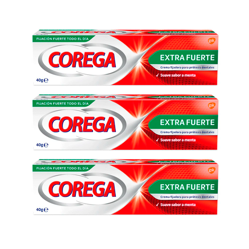 Corega Triplo Super Ultra Crema Extra Fuerte, 3 x 40 gr