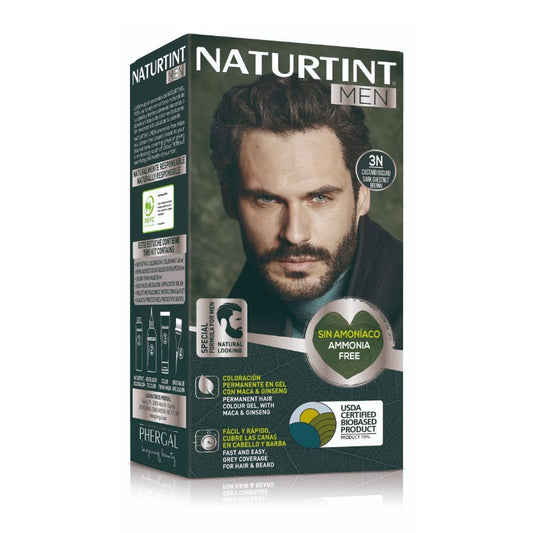 Naturtint Men Tinte Coloración Permanente Hombre Cabello Y Barba Sin Amoníaco 3N - Castaño Oscuro