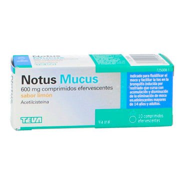 Notus Mucus 600 mg Sabor Limón, 10 comprimidos Efervescentes