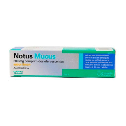 Notus Mucus 600 mg Sabor Limón, 20 comprimidos Efervescentes