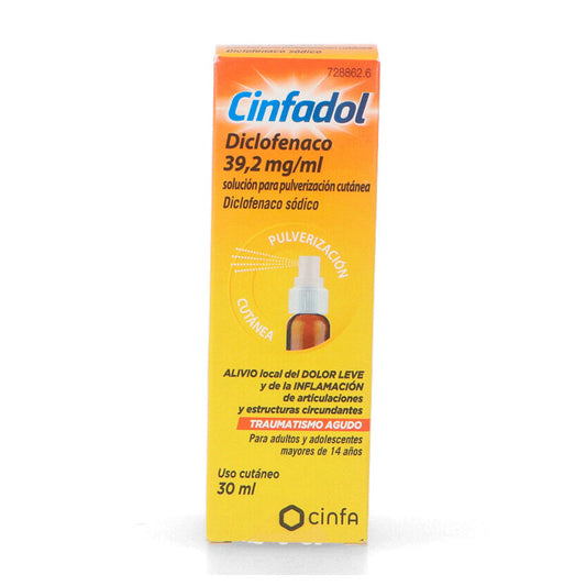 Cinfadol Diclofenaco 39,2mg/ml Pulverizacion Cutánea 30 ml