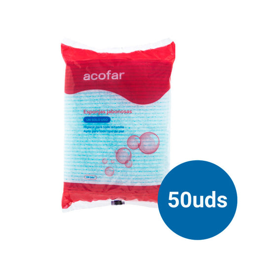 Acofar Pack Esponja Enjabonada Desechable, 24 esponjas x 50 bolsas