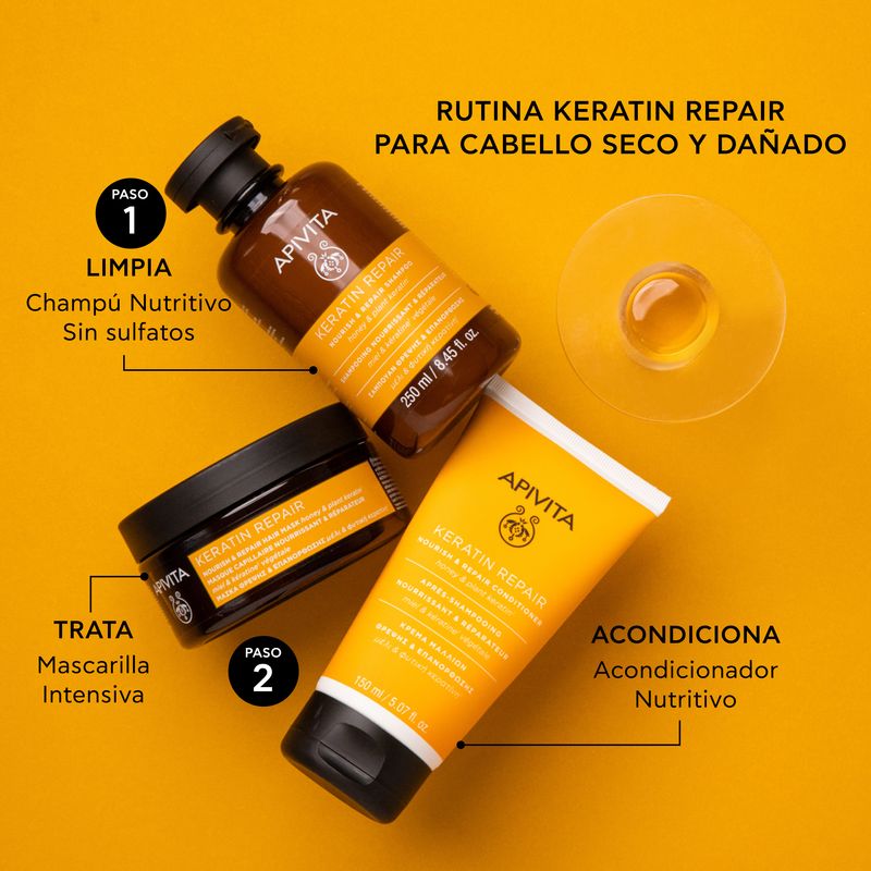 Apivita Keratin Repair Mascarilla Hidrata Y Nutre En Profundidad Y Repara El Cabello Dañado , 200 ml