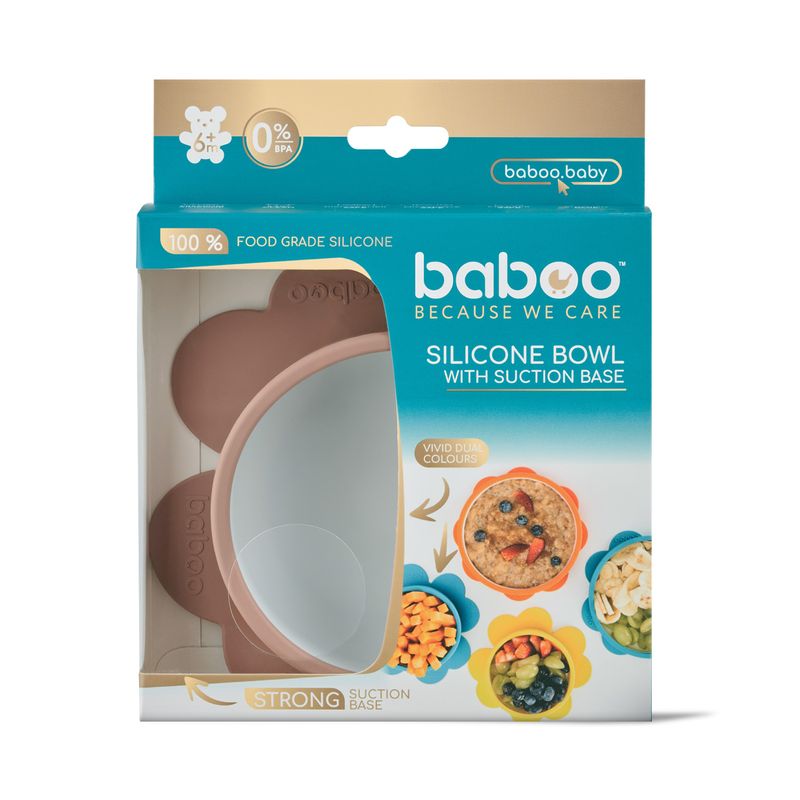 Baboo Bol Con Ventosa Silicona, 6+ Meses Cacao