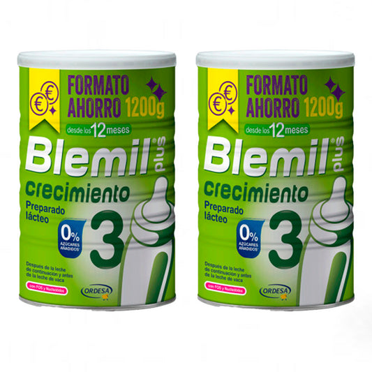 Pack Blemil Plus 3 Crecimiento 0% Azúcar Añadido, 2x1200 gr 