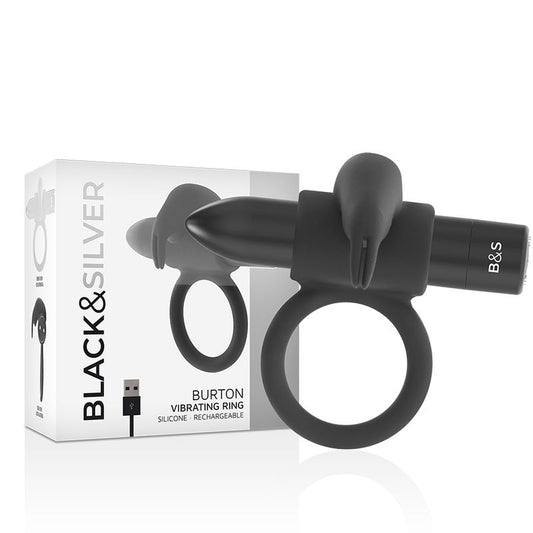 Black&Silver Burton Anillo 10 Modos Vibracion Negro