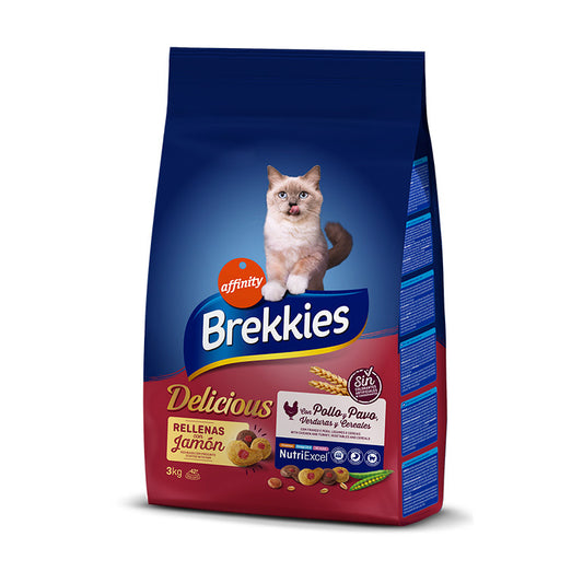 Brekkies Excel Feline Adult Delicious Aves, 3 kg, pienso para gatos