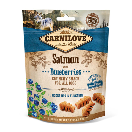 Carnilove Canine Crunchy Snack Salmon Arandanos Caja 6X200Gr, snack para perros