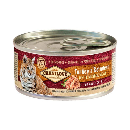 Carnilove Feline Adult Pavo Reno Caja 12X100Gr comida húmeda para gatos