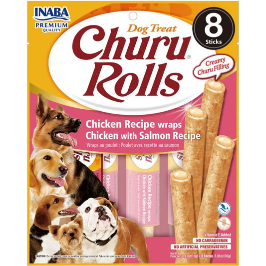 Churu Dog Rolls Receta De Pollo Con Salmón Display 8X96Gr