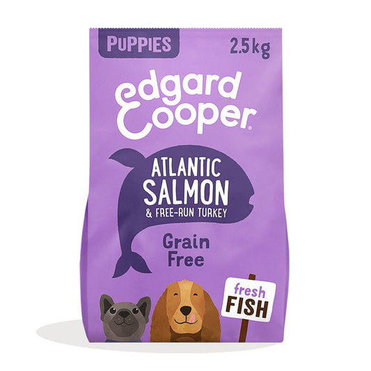 Edgar & Cooper Pienso Para Cachorros 2.5kg Salmón Fresco Del Atlántico Y Pavo De Corral, Pera, Calabaza, Manzana Y Remolacha