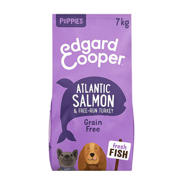Edgar & Cooper Pienso Para Cachorros 7kg Salmón Fresco Del Atlántico Y Pavo De Corral, Pera, Calabaza, Manzana Y Remolacha