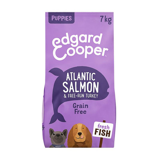 Edgar & Cooper Pienso Para Cachorros 7kg Salmón Fresco Del Atlántico Y Pavo De Corral, Pera, Calabaza, Manzana Y Remolacha