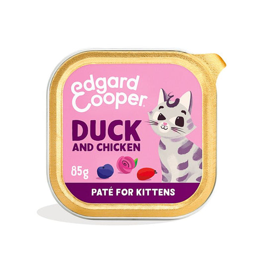 Edgar & Cooper Comida Húmeda Para Gatos 16x85g Kitten Pollo De Corral, Arándanos, Salvia Y Valeriana