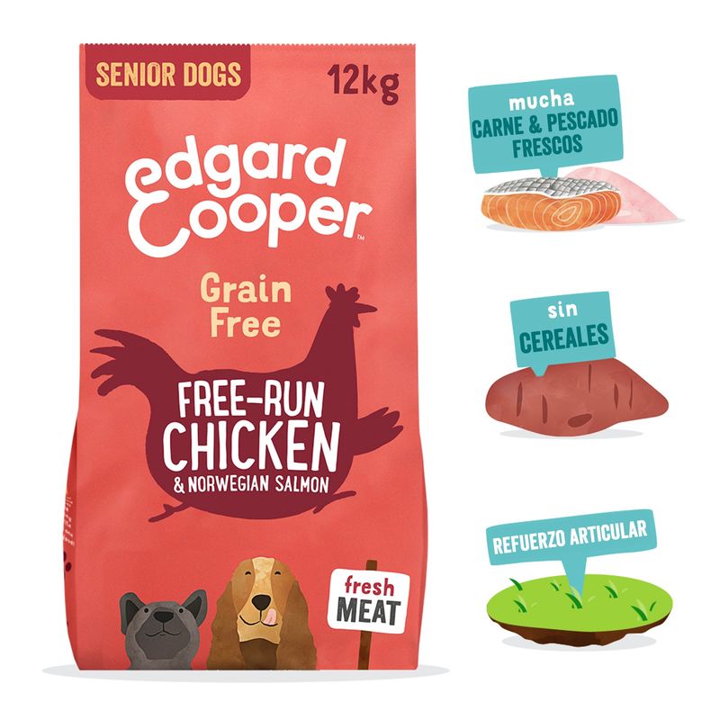 Edgar & Cooper Pienso Para Perros 12kg Pollo De Granja Y Salmón Noruego, Broccoli Y Arándanos  Y Arándanos Rojos Frescos