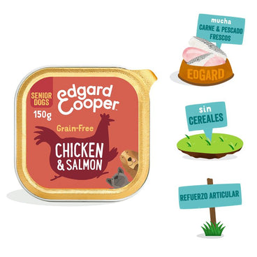 Edgar & Cooper Comida Húmeda Para Perros 11x150g Pollo Y Salmón, Broccoli, Arándanos Rojos Y Guisantes