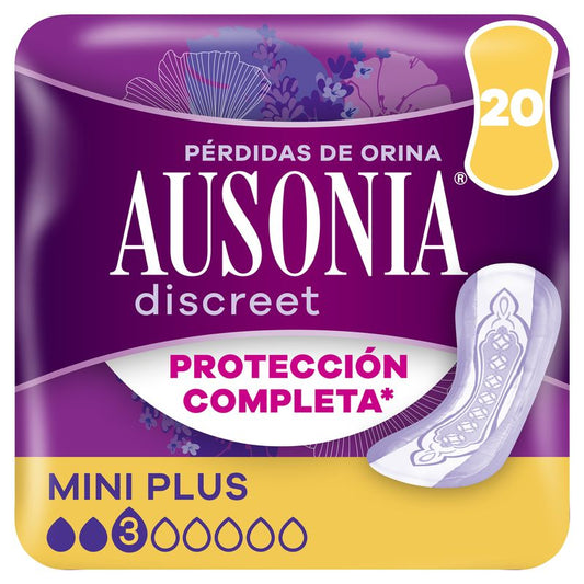 Ausonia Discreet Compresas Para Pérdidas De Orina Para Mujer Mini Plus, 20 Unidades