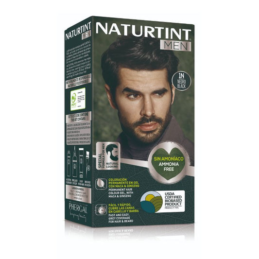 Naturtint Men Tinte Coloración Permanente Hombre Cabello Y Barba Sin Amoníaco 1N - Negro