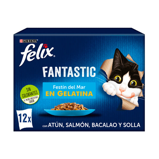 Felix Fantastic Festin Del Mar 12X85Gr, comida húmeda para gatos