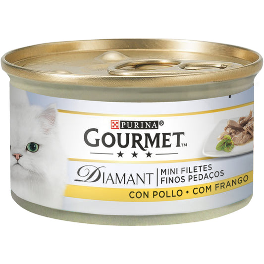 Gourmet Diamant Finas Lonchas Con Pollo 24X85, comida húmeda para gatos