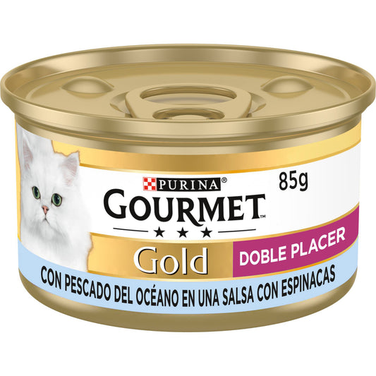 Gourmet Gold Doble Placer Pescado Espinacas Caja 24X85Gr, comida húmeda para gatos
