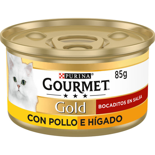 Gourmet Gold Bocaditos Salsa Pollo Higado 24X85Gr, comida húmeda para gatos