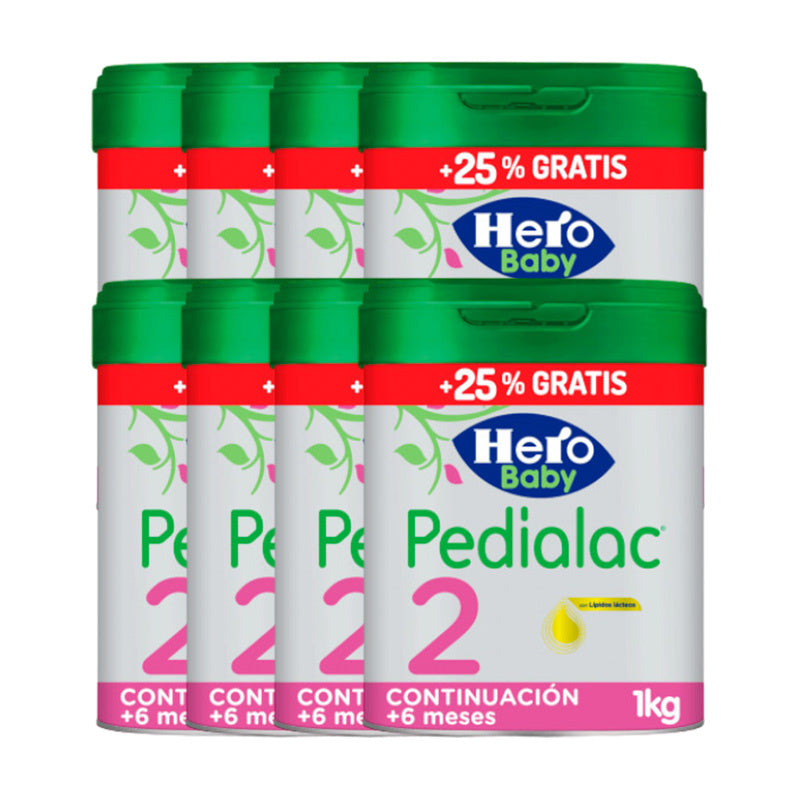Pack 8 X Hero Baby Pedialac Leche 2 800 gr+ 25%