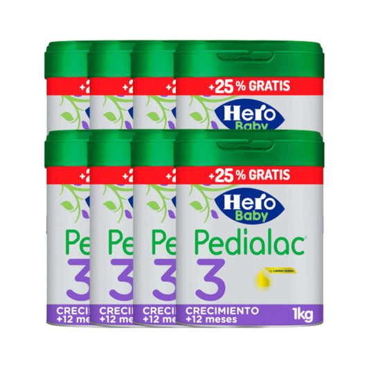 Pack 8 X Hero Baby Pedialac 3 Leche 800 gr+ 25%