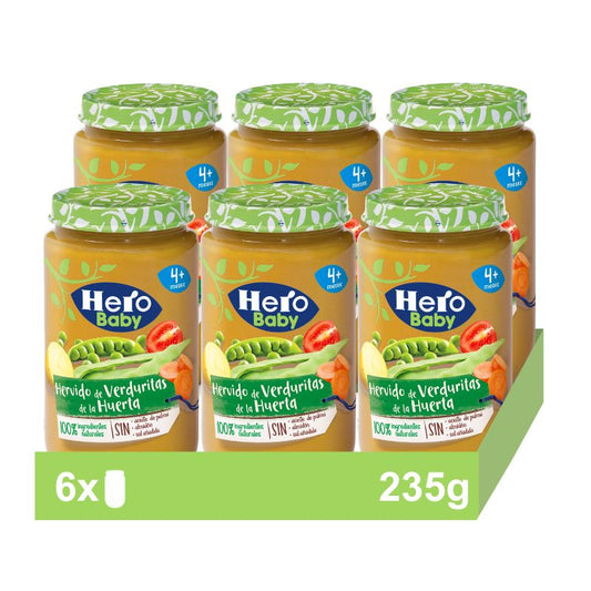 Hero Baby Pack Tarritos Hervido De Verduritas De La Huerta, 6 X 235 gr