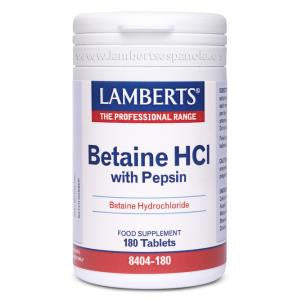 Lamberts Betaina Hci 324 mg/Pepsina 5 mg. 180 Comp.