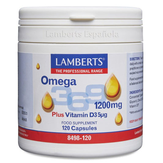 Lamberts Omega 3,6,9 1200 Mg Más Vitamina D3 5 G , 120 cápsulas   