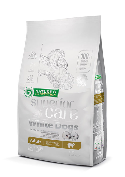 Natures Protection Superior Care White Dogs Pienso Para Perros Adultos Pequeños Y Mini Cordero 1,5Kg