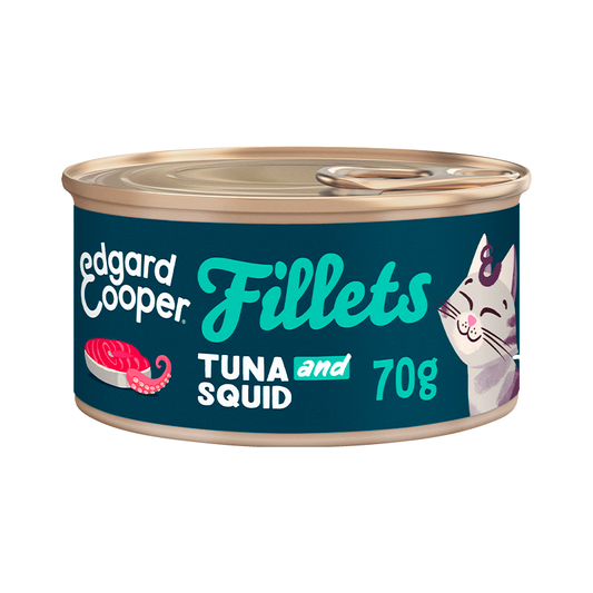 Edgard & Cooper Comida Húmeda Para Gatos 24x70g Filetes De Atún Y Calamares Sin Cereales