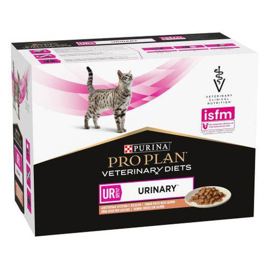 Purina Pro Plan Vet Feline Ur Urinary Salmon Caja Pouch 10X85Gr, comida húmeda para gatos