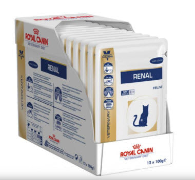 Royal Canin Veterinary Renal Pollo Pouch Caja 12X85Gr, comida húmeda para gatos