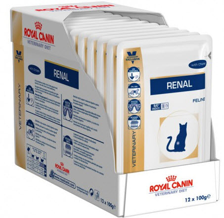 Royal Canin Veterinary Renal Beef Pouch Caja 12X85Gr, comida húmeda para gatos