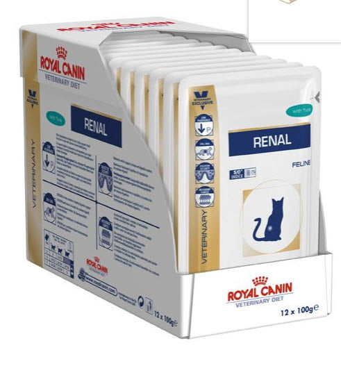 Royal Canin Veterinary Renal Atun Pouch Caja 12X85Gr, comida húmeda para gatos