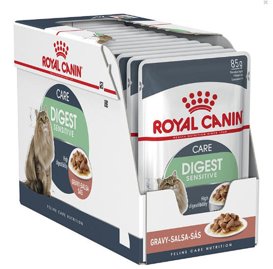 Royal Canin Adult Digest Sensitive Pouch Caja 12X85Gr, comida húmeda para gatos