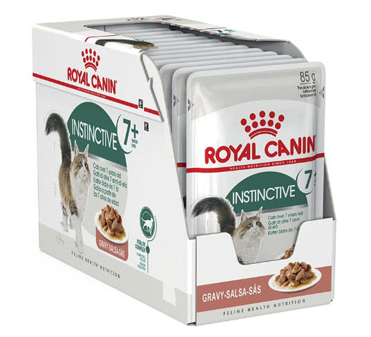 Royal Canin Adult +7 Instinctive Pouch Salsa Caja 12X85Gr, comida húmeda para gatos
