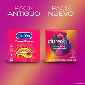 Durex Preservativos Dame Placer, Con Puntos Y Estrías Para Una Estimulación Extra, 3 Condones